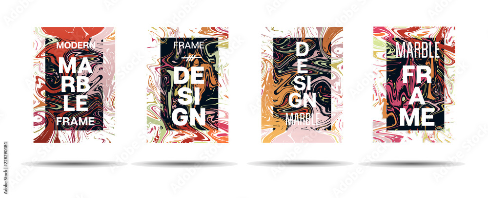 Fototapeta premium Dynamic Marble Texture Vector Frame Design. Suminagashi Hologram Liquid Paint Ad, Music Poster, Motivational Card, Cover Background. Gradient Overlay Border, Fluid Liquid Shape Vector Marble Textures.