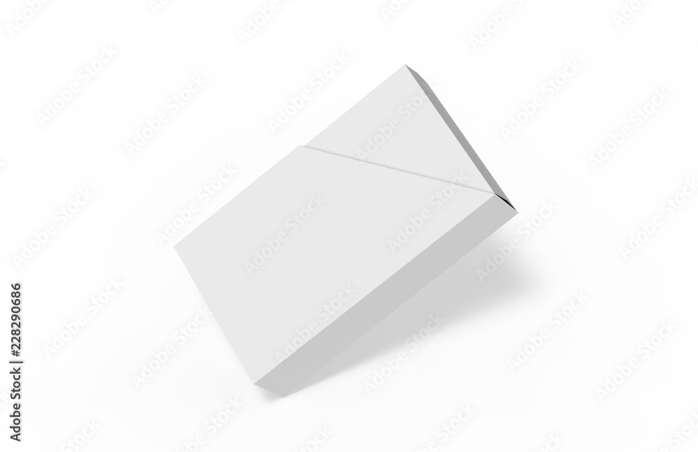 Blank box and slide trapezoid cover on isolated white background, mock up template for design presentation, 3d illustration Blank box and slide trapezoid cover on isolated white background, mock up template for design presentation, 3d illustration
