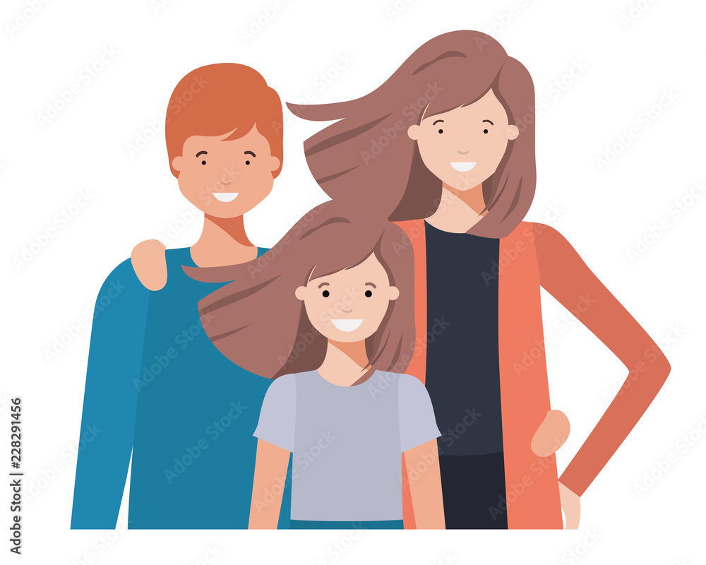 family waving avatar character