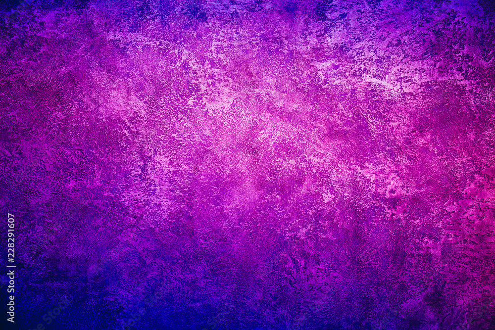 Texture background image of a wall with purple blue metallic shining plaster.
