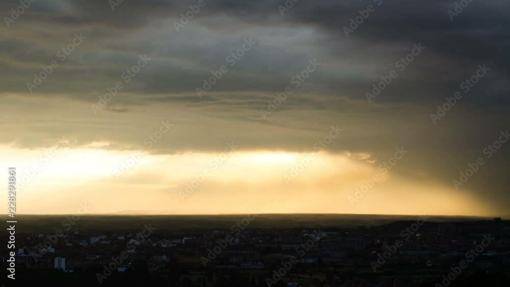 Scenic Sunset Clouds and Sun Across Colorful Sky. Time Lapse Scenic Sunset Clouds and Sun Across Colorful Sky. Time Lapse