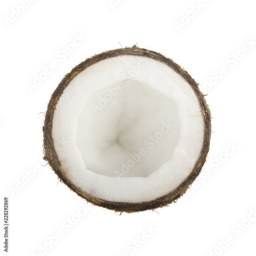 half of coconut isolated on white