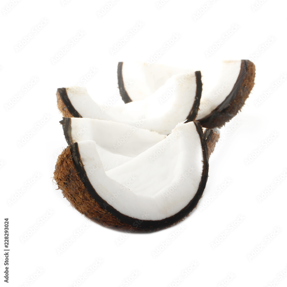 slices of coconut isolated on white background