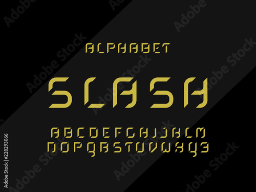  Slash font. Vector alphabet