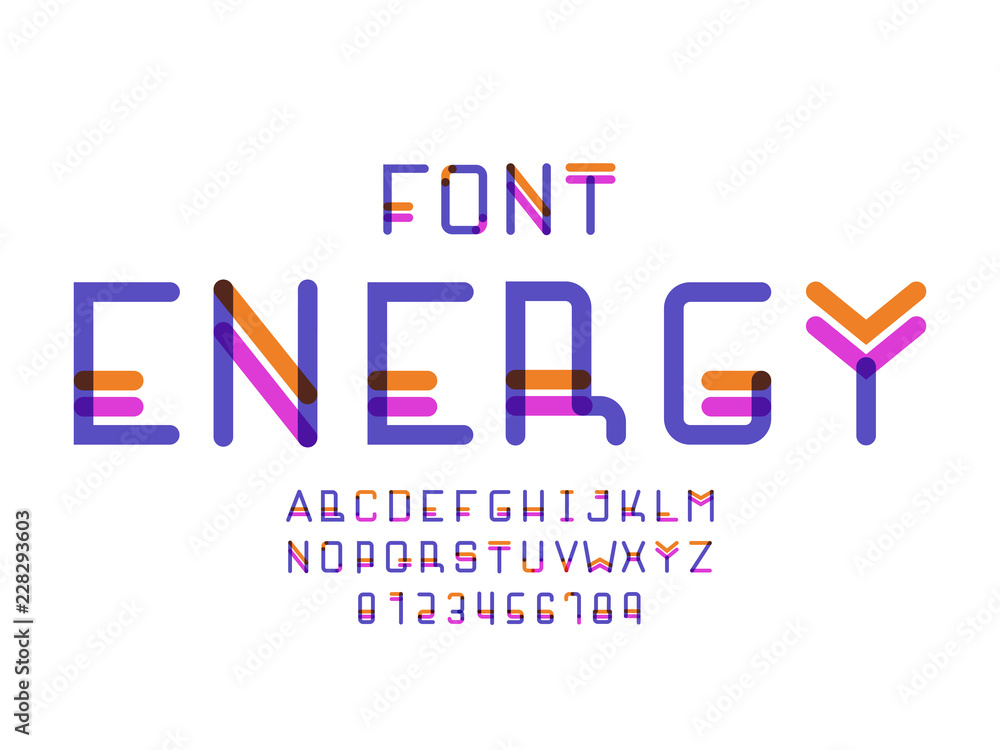 Plakat 6403934 Czcionka Energy. Wektor alfabet