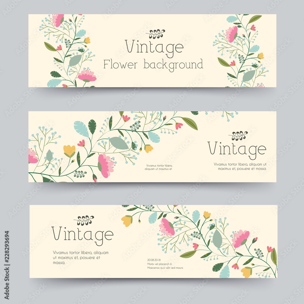 retro flower vertical banners concept. Vector illustration design