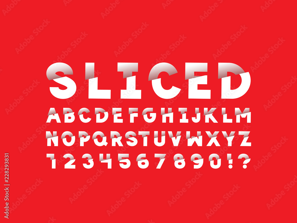 6403945 Sliced font. Vector alphabet