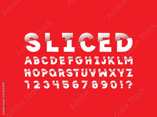 6403945 Sliced font. Vector alphabet