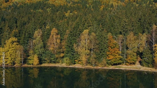 Autumn aerial view above the colorful forest photo