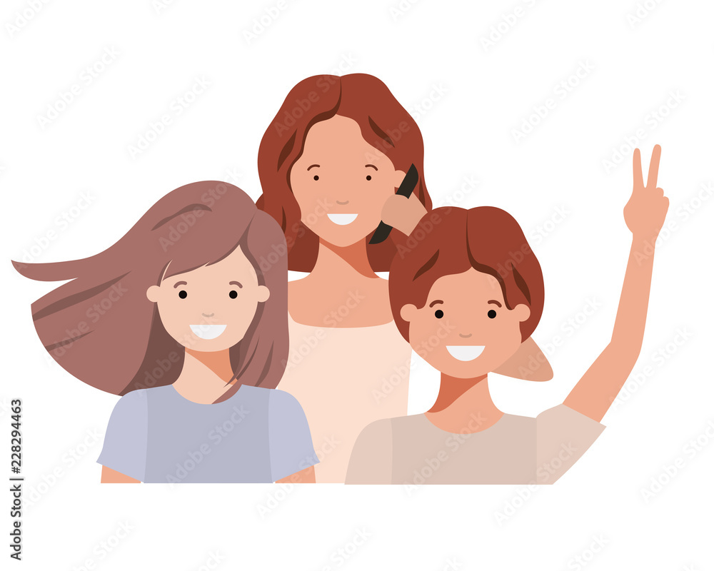 family smiling and waving avatar character family smiling and waving avatar character