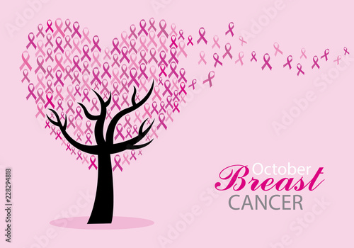 Breast cancer awareness. Tree with pink bows