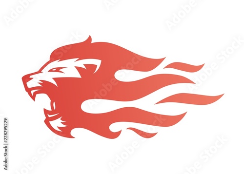 lion fire flame logo vector illustration tattoo
