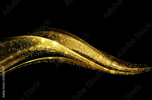 Abstract shiny color gold wave design element