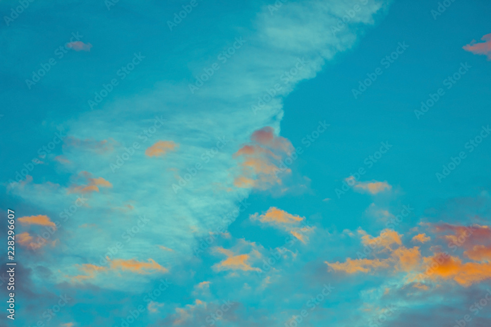 blue and orange sky clouds at sunset or sunrise. blue and orange sky clouds at sunset or sunrise.