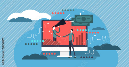 Affiliate marketing vector illustration. Flat business strategy type.