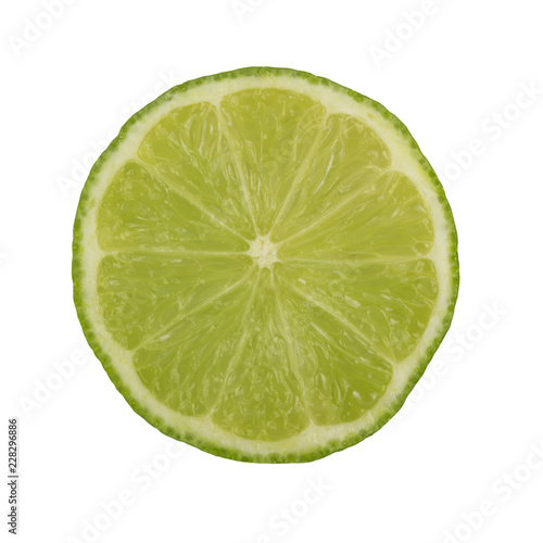 half of lime isolated on white background