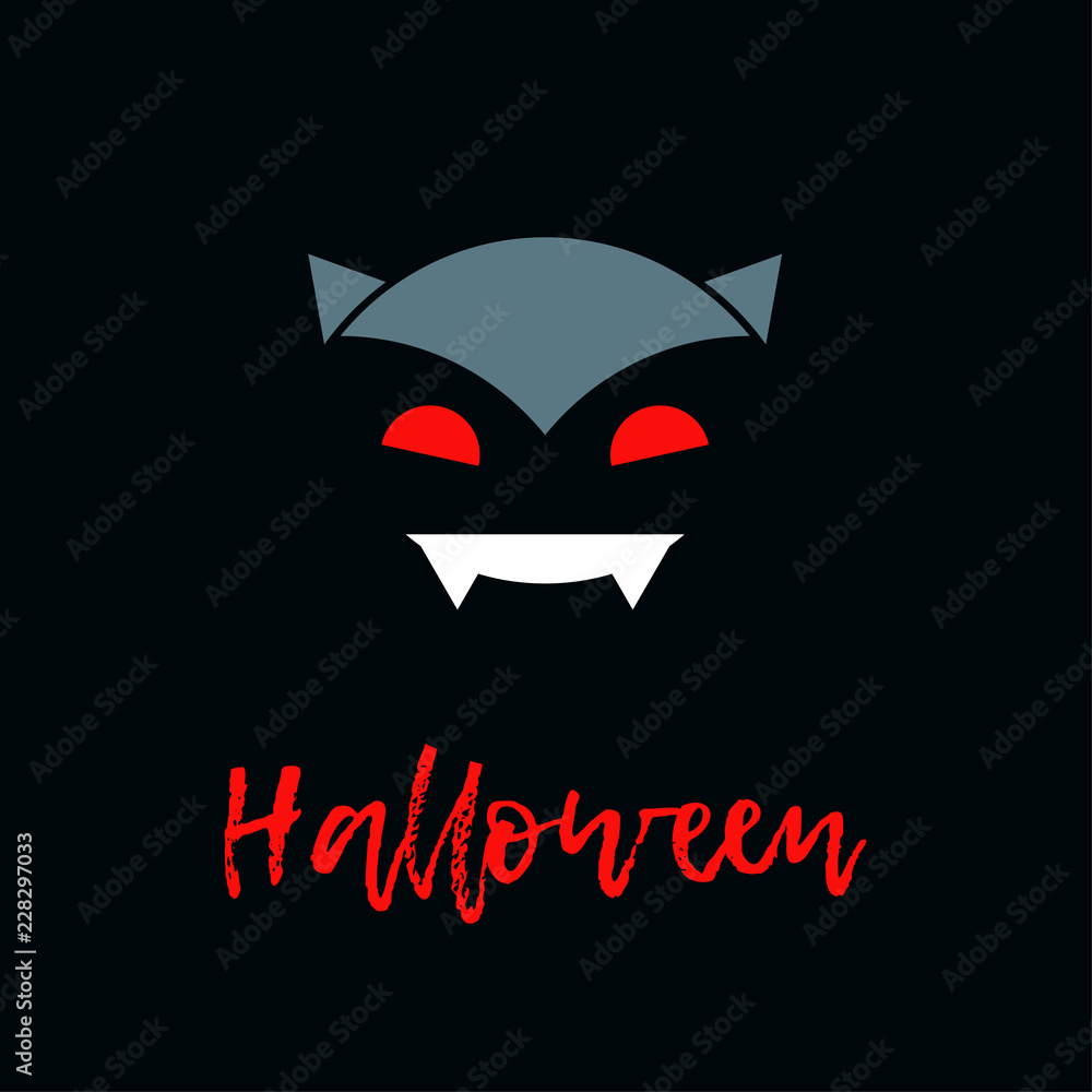Poster Happy Halloween. Icons with the devil. Vector illustration. Can ...