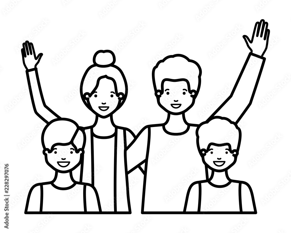 family smiling and waving avatar character family smiling and waving avatar character