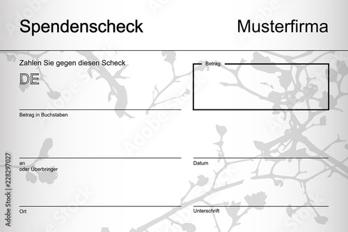 Spendenscheck Firmenname klein - Blumen weiß