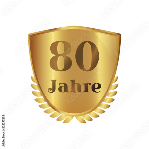 Gold Wappen und Lorbeeren 3D - 80 Jahre