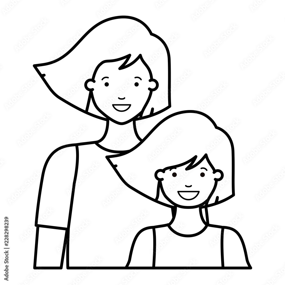 mother and daughter smiling avatar character mother and daughter smiling avatar character