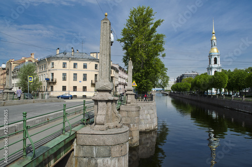 Kryukov canal embankment and the reflection of the bell tower of St. Nicholas Cathedral in it. Saint-Petersburg photo