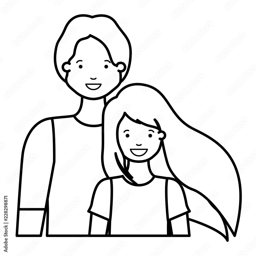 father with his daughter smiling avatar character father with his daughter smiling avatar character