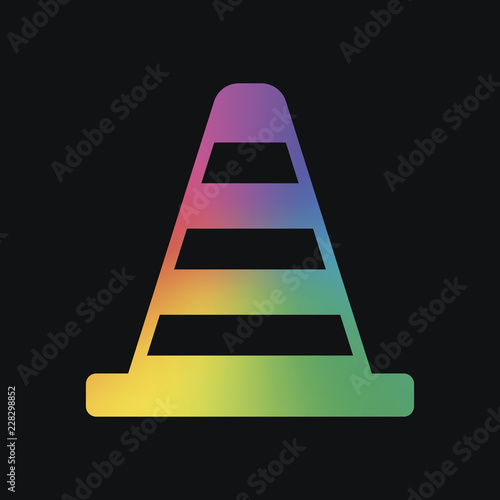 Cone Icon. Rainbow color and dark background