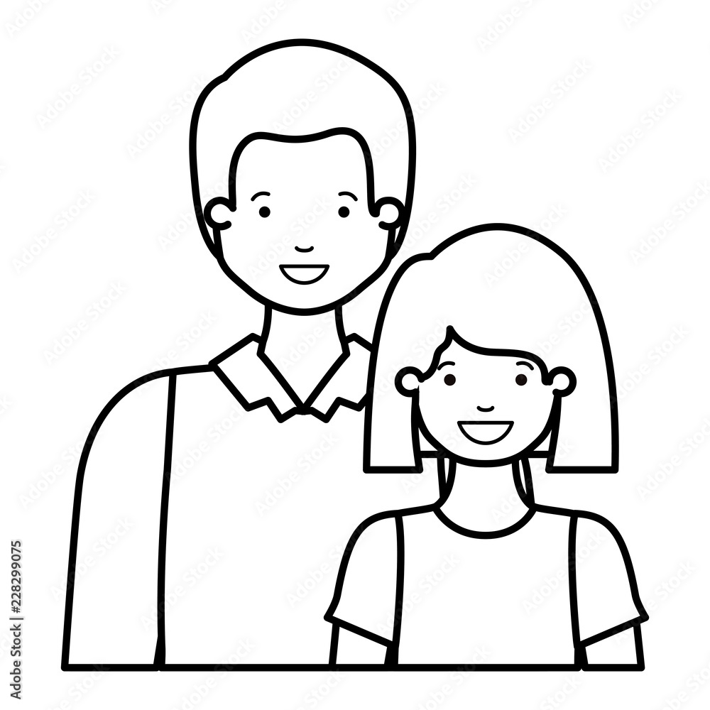 father with his daughter smiling avatar character
