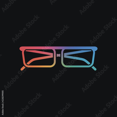 eyeglasses icon. Rainbow color and dark background