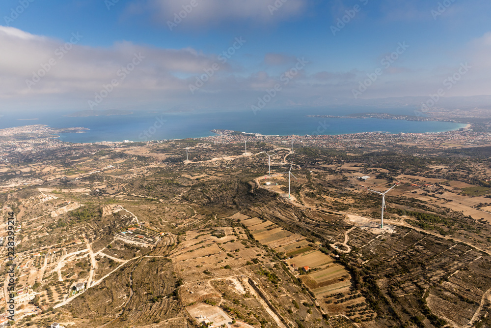 Wind mills and landscape from an helicopter. Wind mills and landscape from an helicopter.