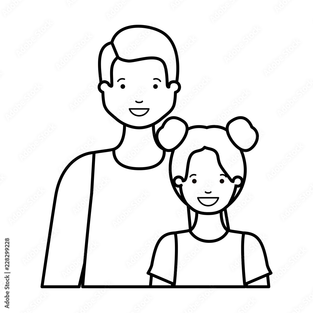 father with his daughter smiling avatar character father with his daughter smiling avatar character