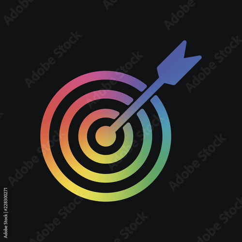 target icon. Rainbow color and dark background