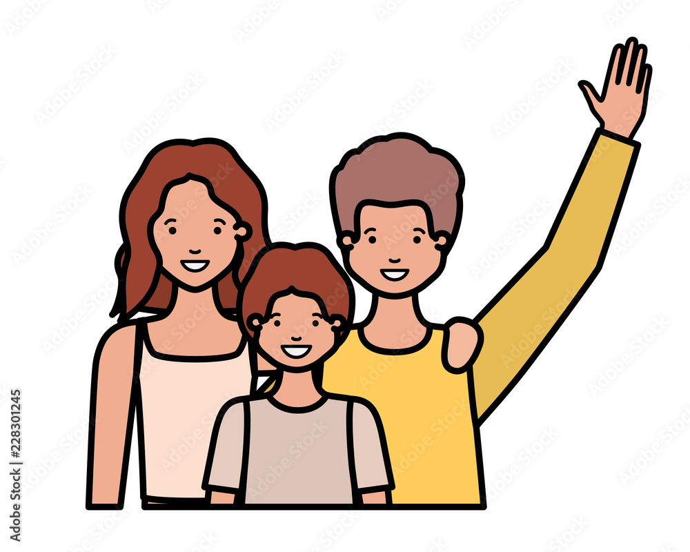 family smiling and waving avatar character family smiling and waving avatar character