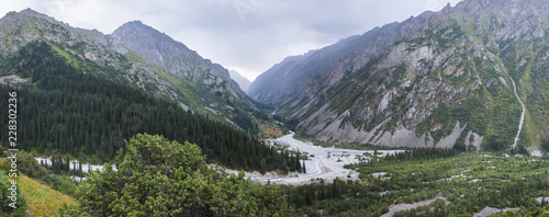 Panoramic view of Ala Archa National Park near Bishkek, Kyrgyzstan