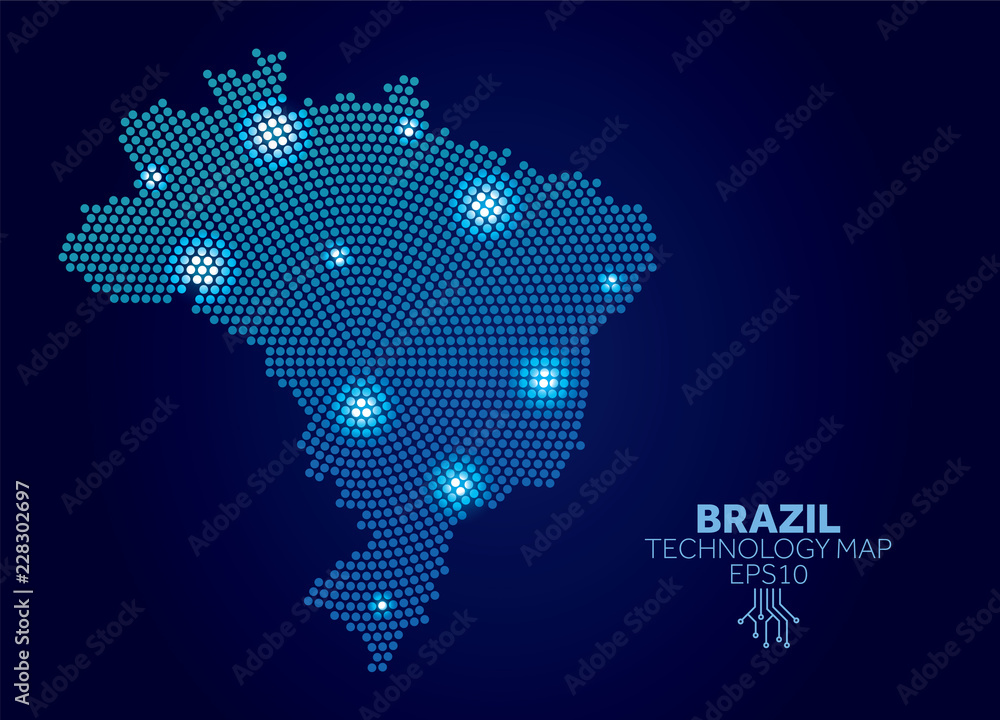Brazil dotted technology map. Modern data communication concept