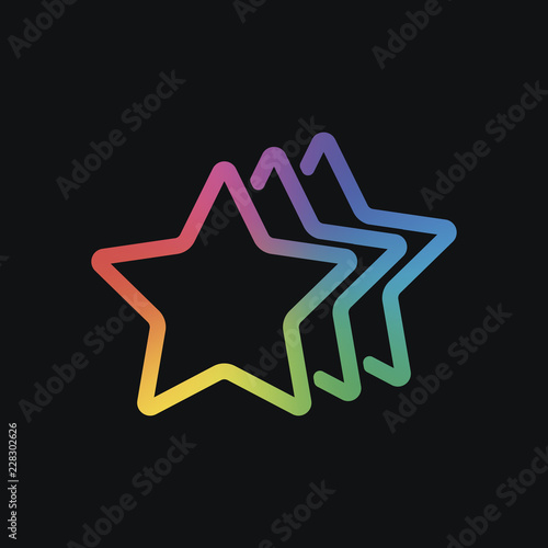stars rate icon. Rainbow color and dark background