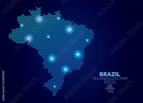 Brazil dotted technology map. Modern data communication concept