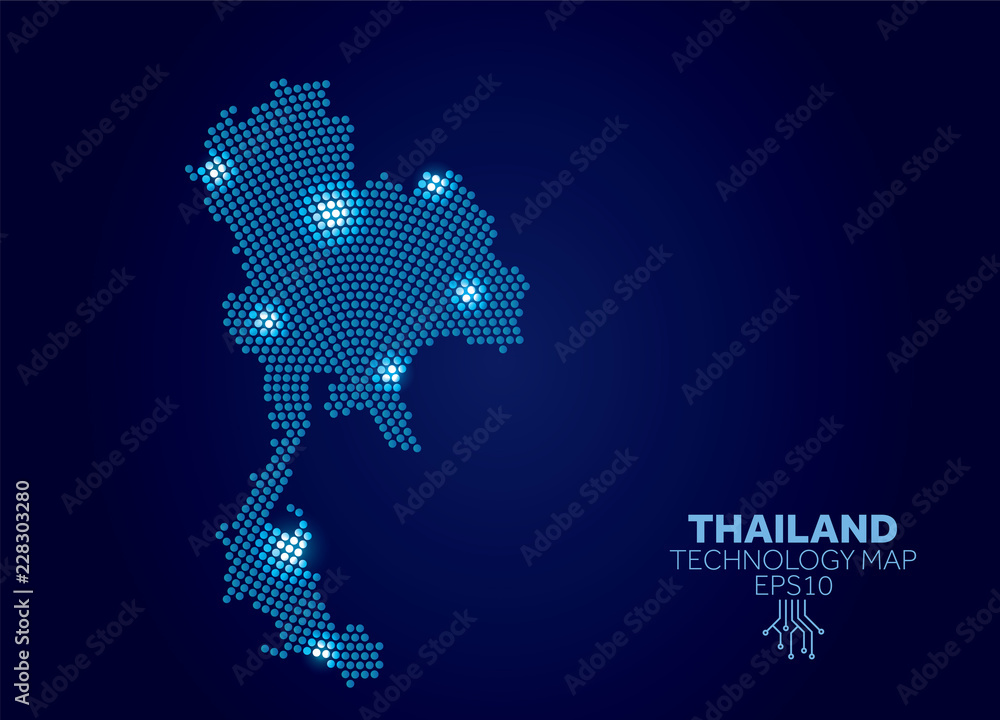 Thailand dotted technology map. Modern data communication concept