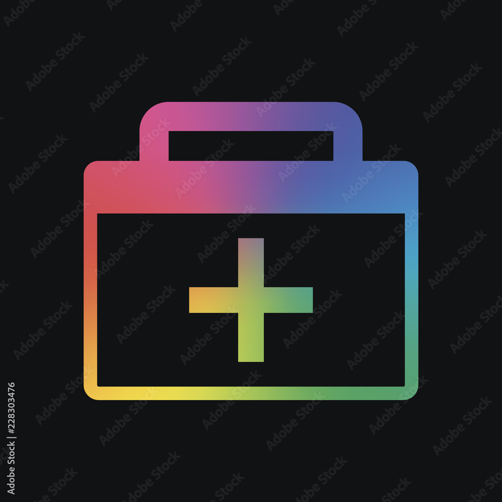 Obraz premium first-aid kit, simple icon. Rainbow color and dark background