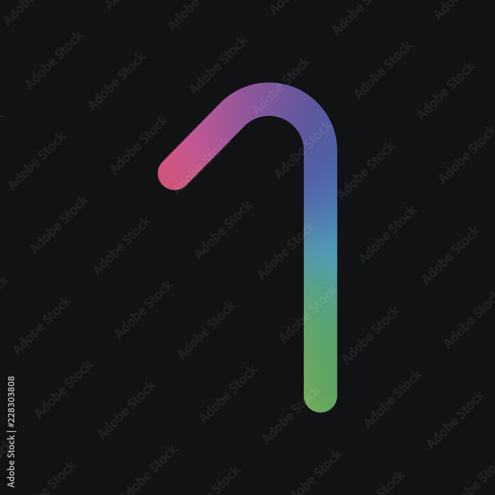 Number one, numeral, simple letter. Rainbow color and dark backg Number one, numeral, simple letter. Rainbow color and dark backg