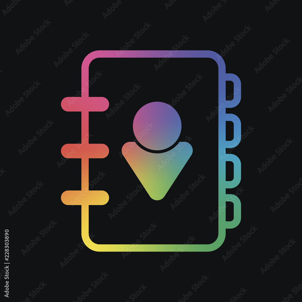 address book with person on cover. simple icon. linear symbol wi address book with person on cover. simple icon. linear symbol wi