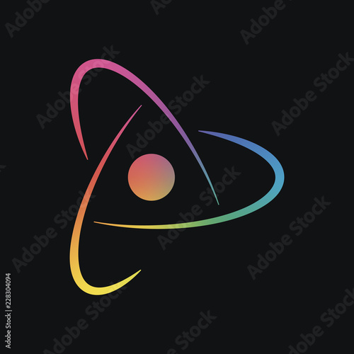 scientific atom symbol, abstract creative logo, simple icon. Rai