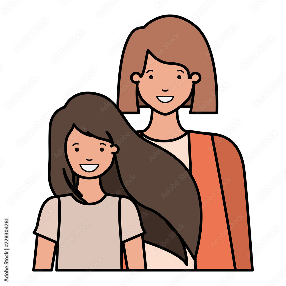 mother and daughter standing avatar character mother and daughter standing avatar character