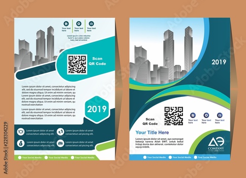 Modern brochure flyer design template. City background business book leaflet cover design in A4 magazines, posters, booklets, wallpaper, banners, corporate presentation.
