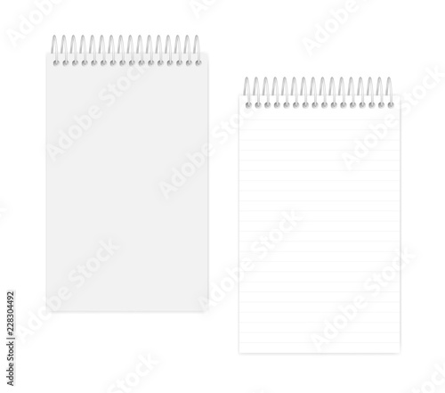 Spiral wire bound junior legal size lined notepad, realistic mockup