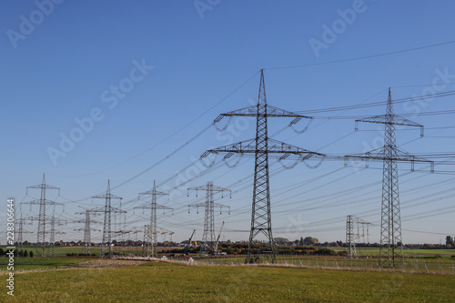 Pylons of high-voltage power lines
