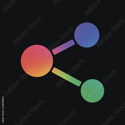 Simple share icon. Rainbow color and dark background