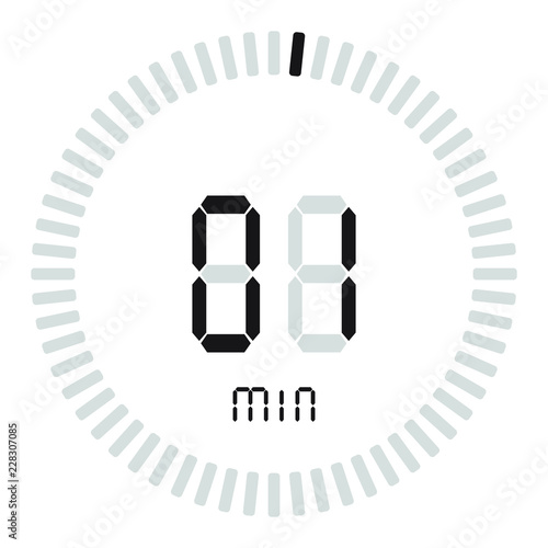 The digital timer 1 minute. electronic stopwatch with a gradient dial  starting vector icon, clock and watch, timer, countdown symbol. Stock  Vector | Adobe Stock