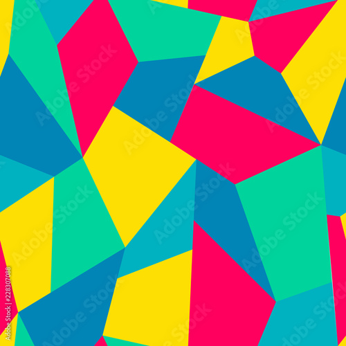 Mosaic of bright colored quadrangular shapes. Seamless pattern